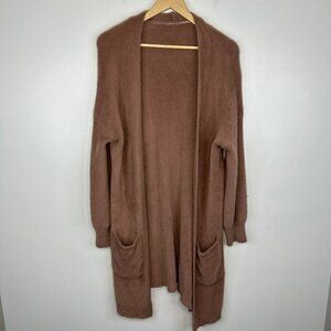 Sioni  Open Front  Faux Fur/Fuzzy Duster Cardigan Sweater  Dusty Pink Large